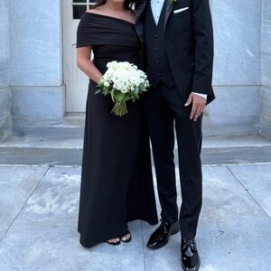 Amsale Alessia Crepe Off-Shoulder Gown